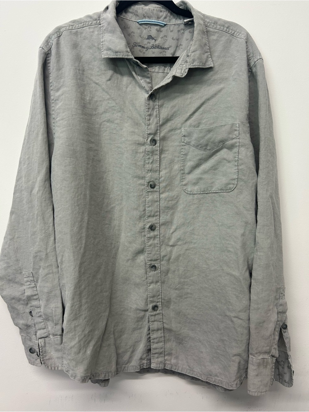 Tommy Bahama Men's Gray Linen Button-Down Shirt